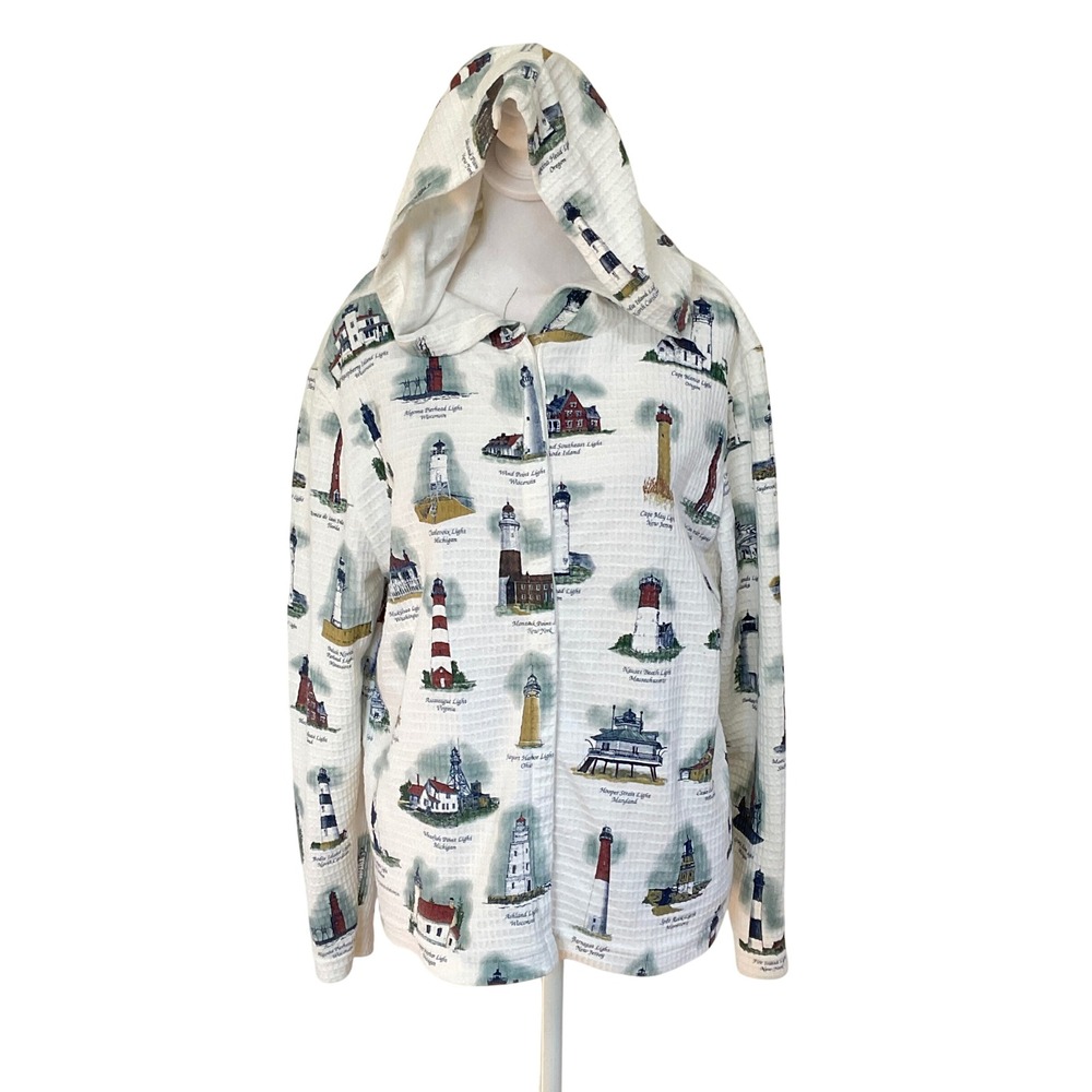 Art unlimited‎ sportswear women's jacket snap hoodie LIGHTHOUSE cotton CB23943 L